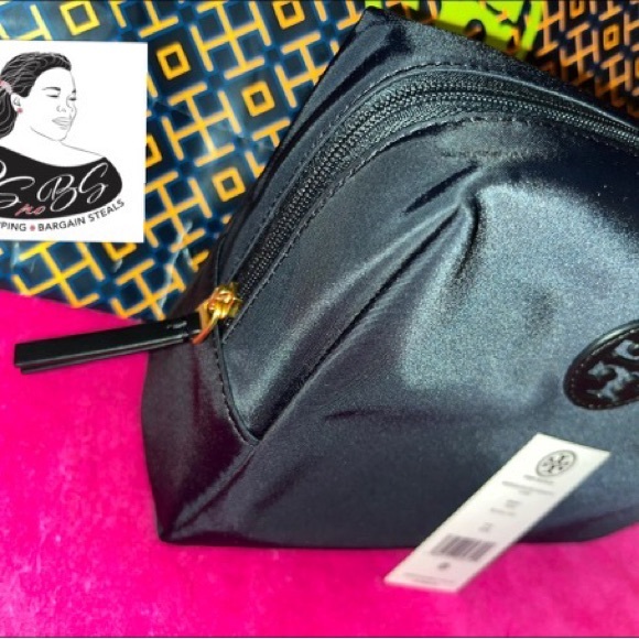 NWT Tory Burch Nylon Medium Cosmetic Case Black - Picture 3 of 6